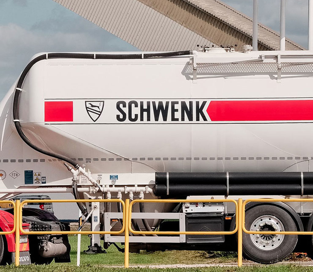 cement truck with SCHWENK logo on it