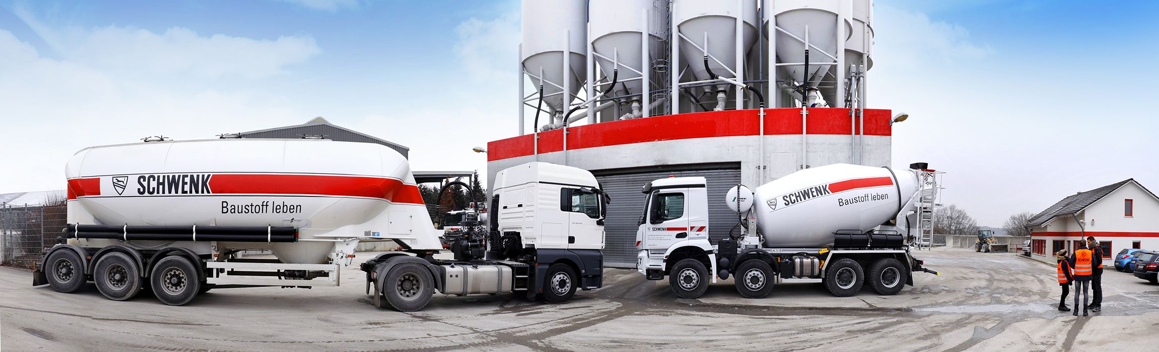 cement and concrete trucks with SCHWENK logo on it